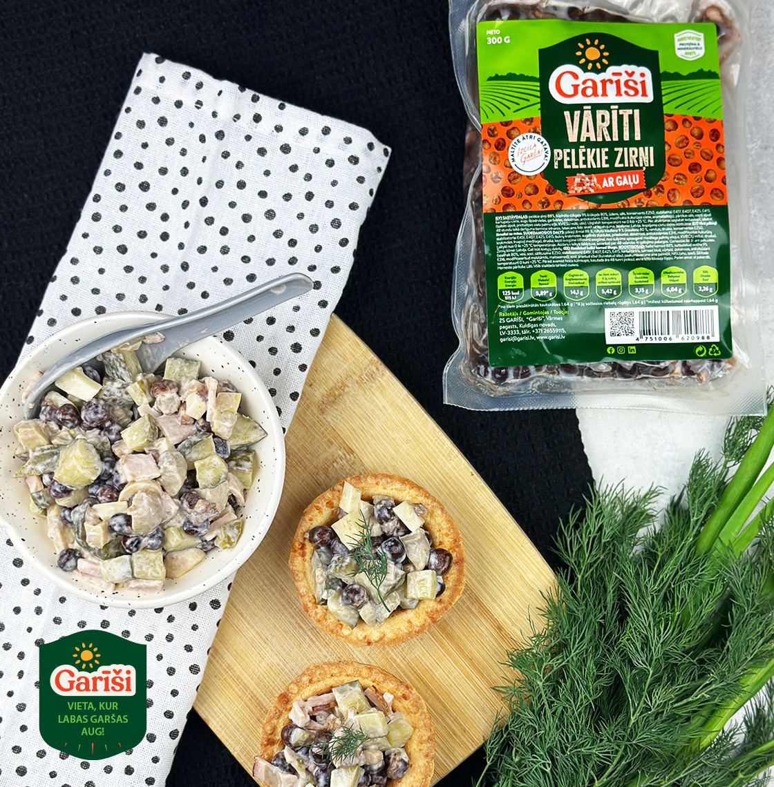 Vārīti pelēkie zirņi ar gaļu