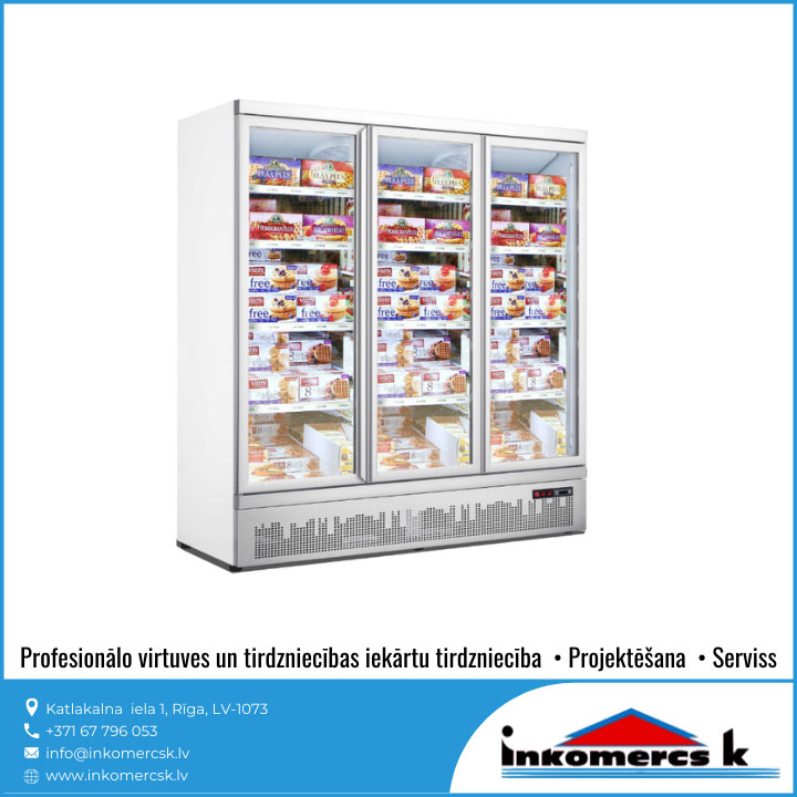 CombiSteel ledusskapji vertikālas vitrīnas saldētavas profesionāla virtuves tehnika aukstuma iekārtas Inkomercs K
