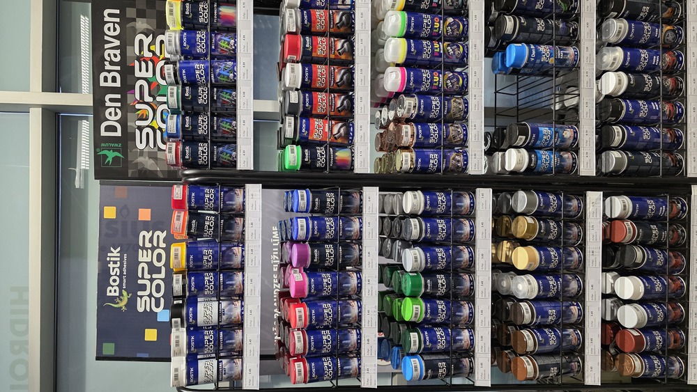 Bostik aerosolu stends Profcentrs veikalā