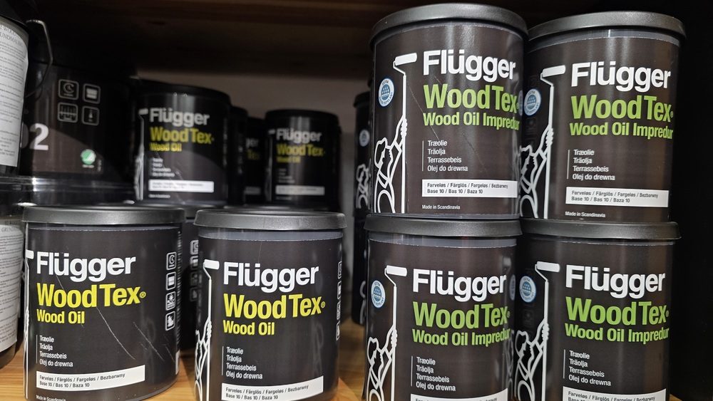 Flugger WoodTex Oil Impredur stends Profcentrs veikalā