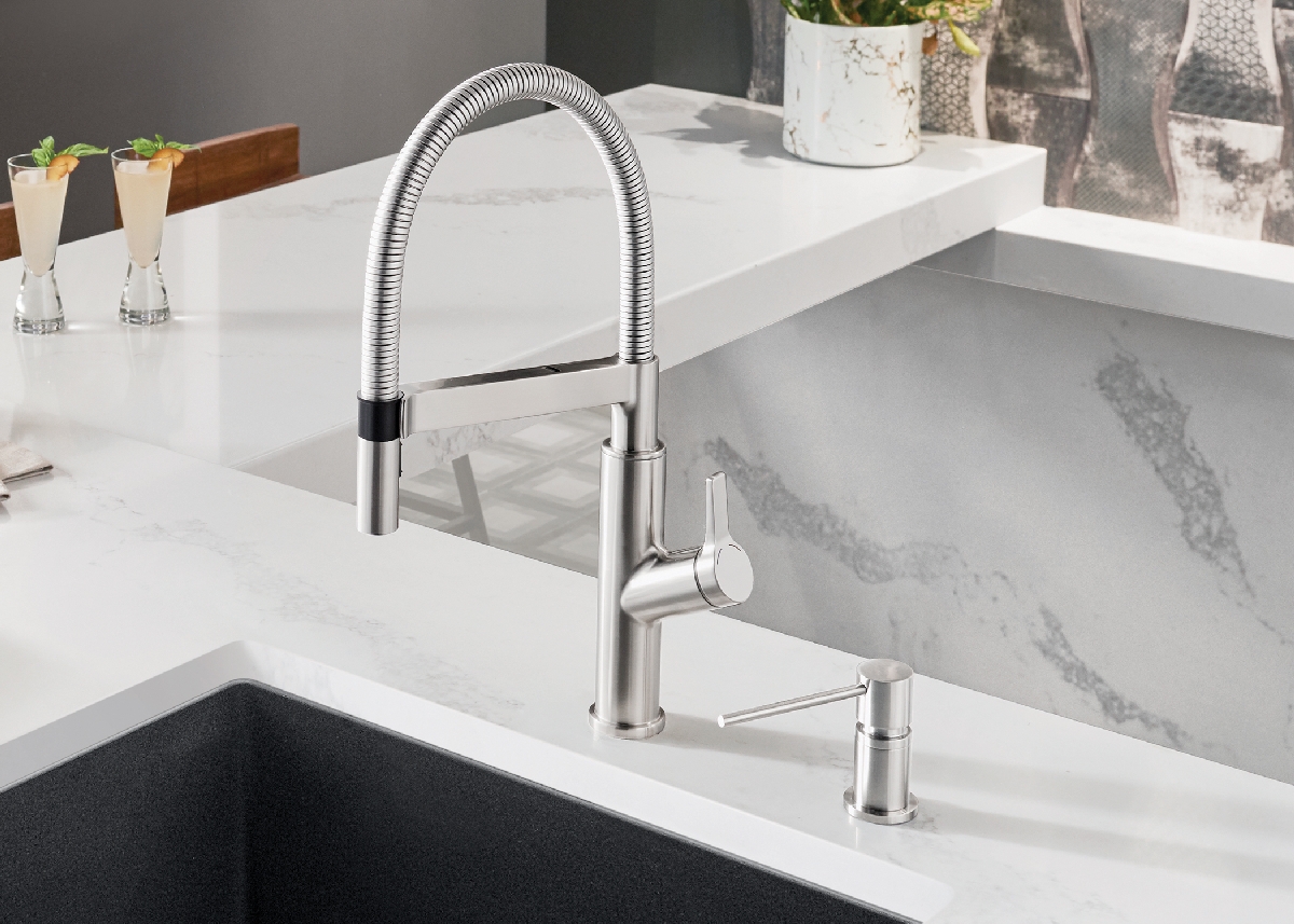 BLANCO, BLANCOLATO, BLANCO LATO, šķidro ziepju dozators,  BLANCO jaucējkrāns, jaucējkrāns, BLANCO šķidro ziepju dozators, BLANCO CULINA-S, nerūsējošā tērauda jaucējkrāns