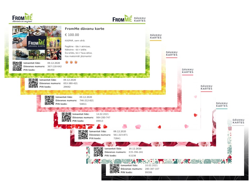 Dāvanu karšu pārdošana tiešsaistē