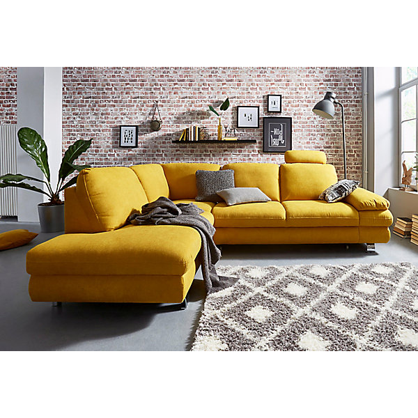 Izvelkams dzeltens stūra dīvāns