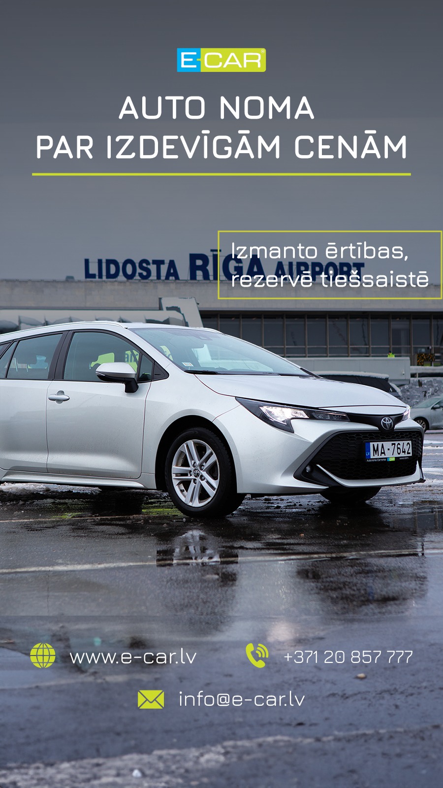 Automašīnu noma Rīgā pie lidostas