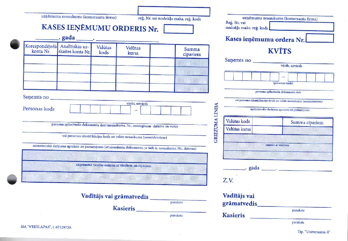 Kases ieņēmumu orderis