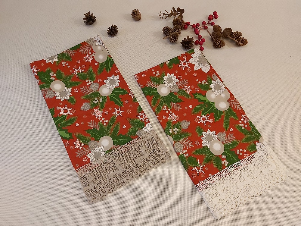 komplekts divi lina dvieļi - Egļu zari.