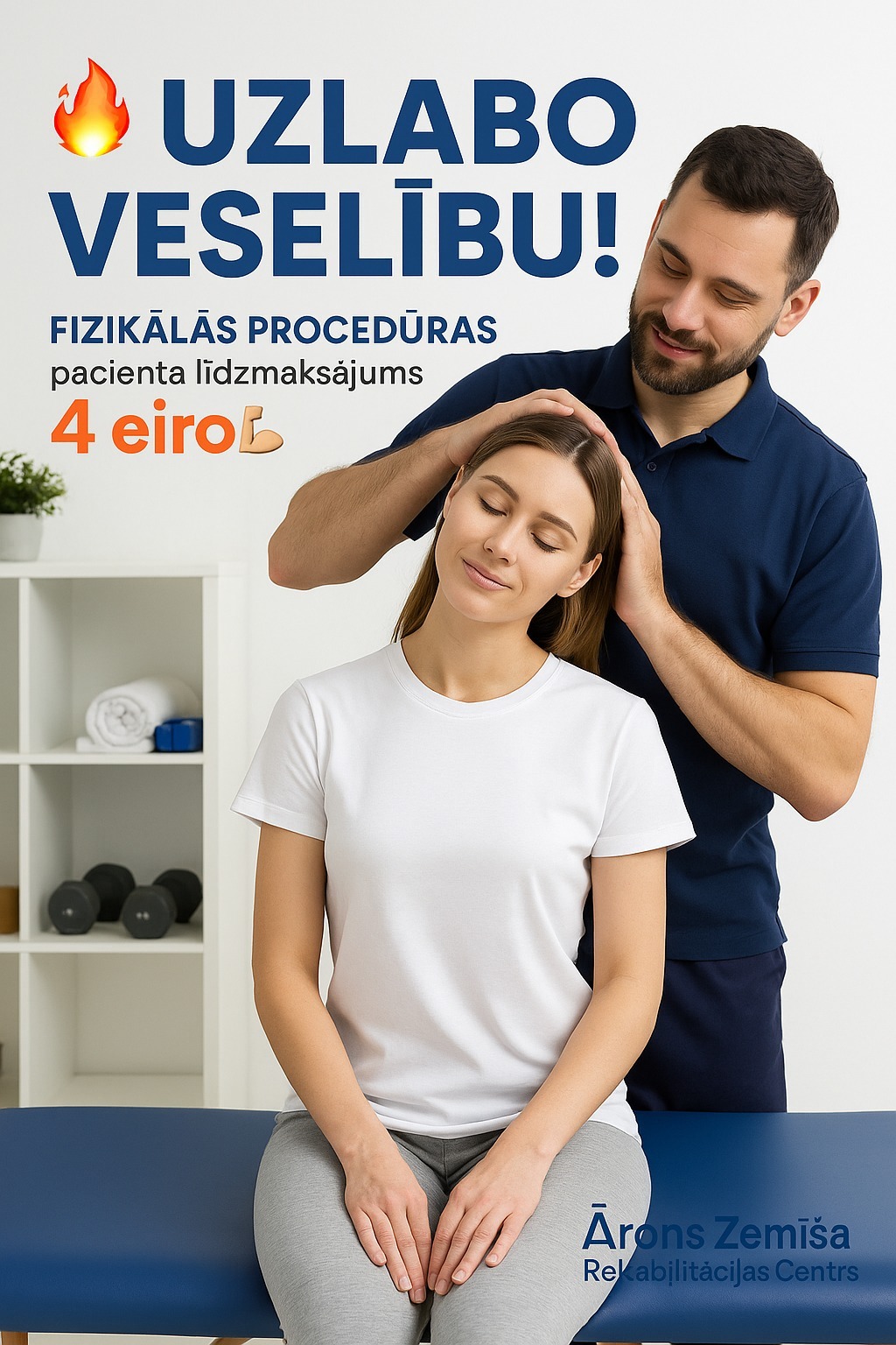 Ārona Zemīša rehabilitācijas centrs piedāvā unikālu iespēju – fizikālās procedūras ar pacienta līdzmaksājumu sākot no 4 eiro!