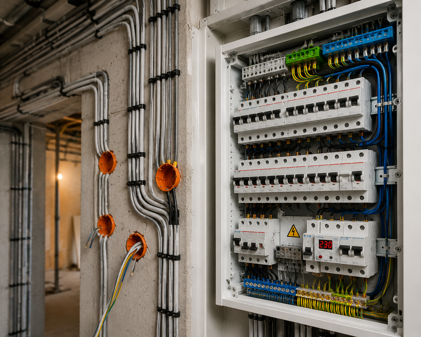 Elektroinstalāciju un sadales iekārtu izbūve