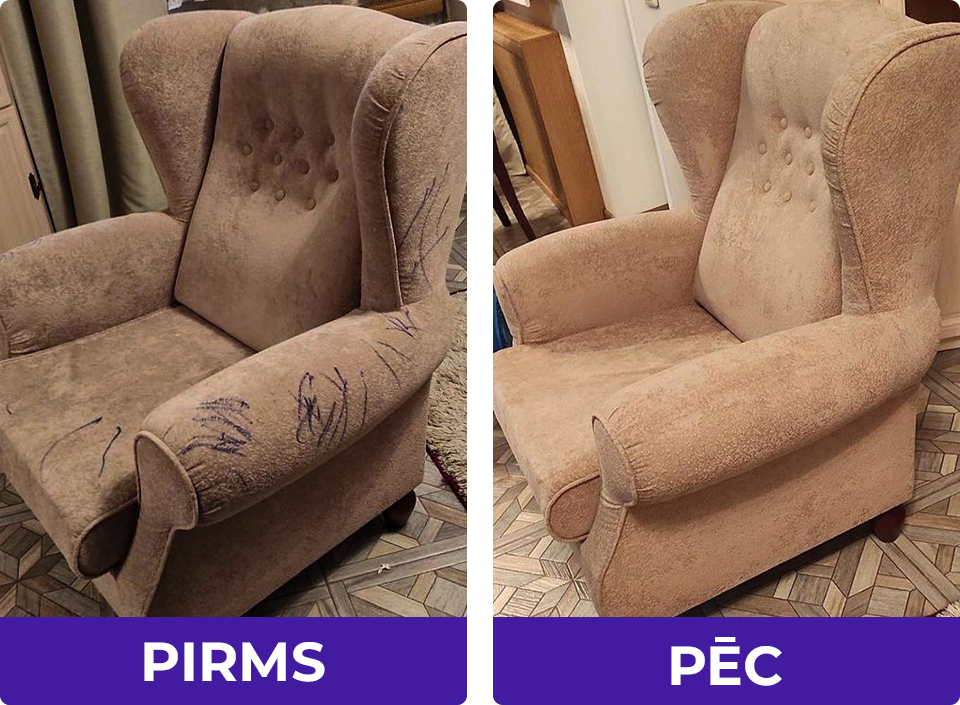 Krēslu tīrīšana no tintes