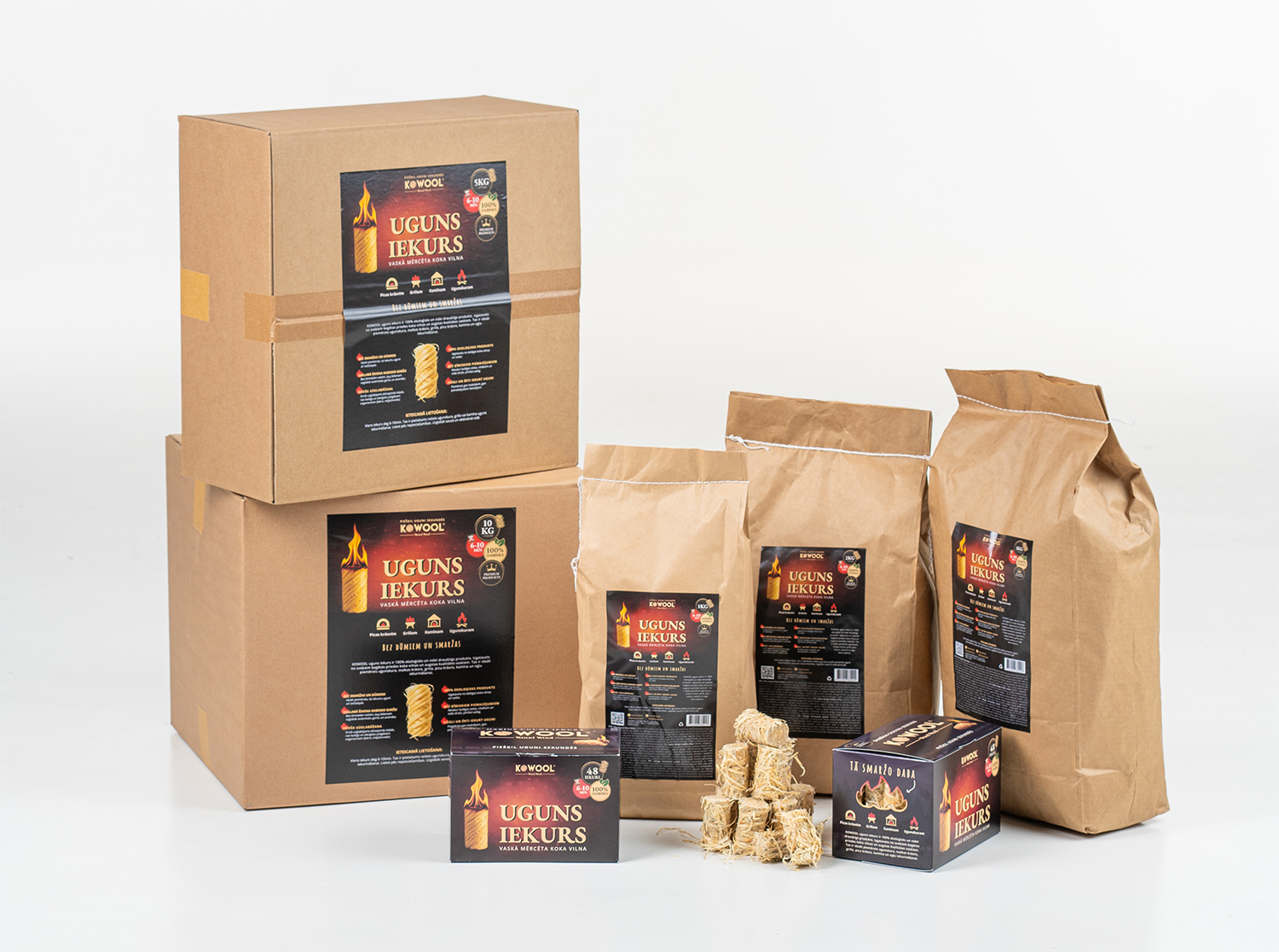 Uguns iekuri - vaskā mērcēta Koka vilna