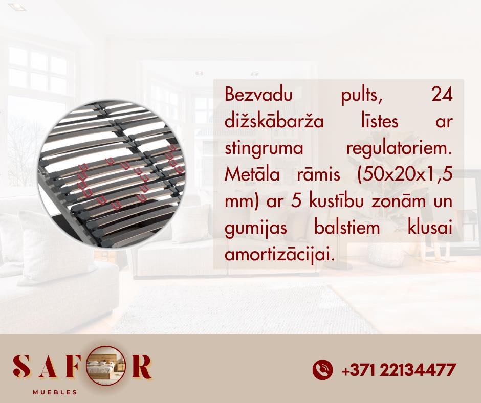 Gultas restes ar regulējamu stingrumu un metāla rāmi