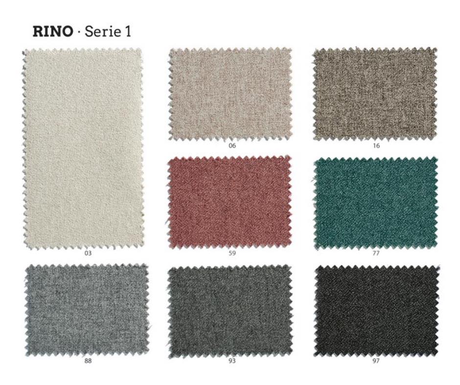 Mīksto mēbeļu audumu paraugi RINO kolekcija