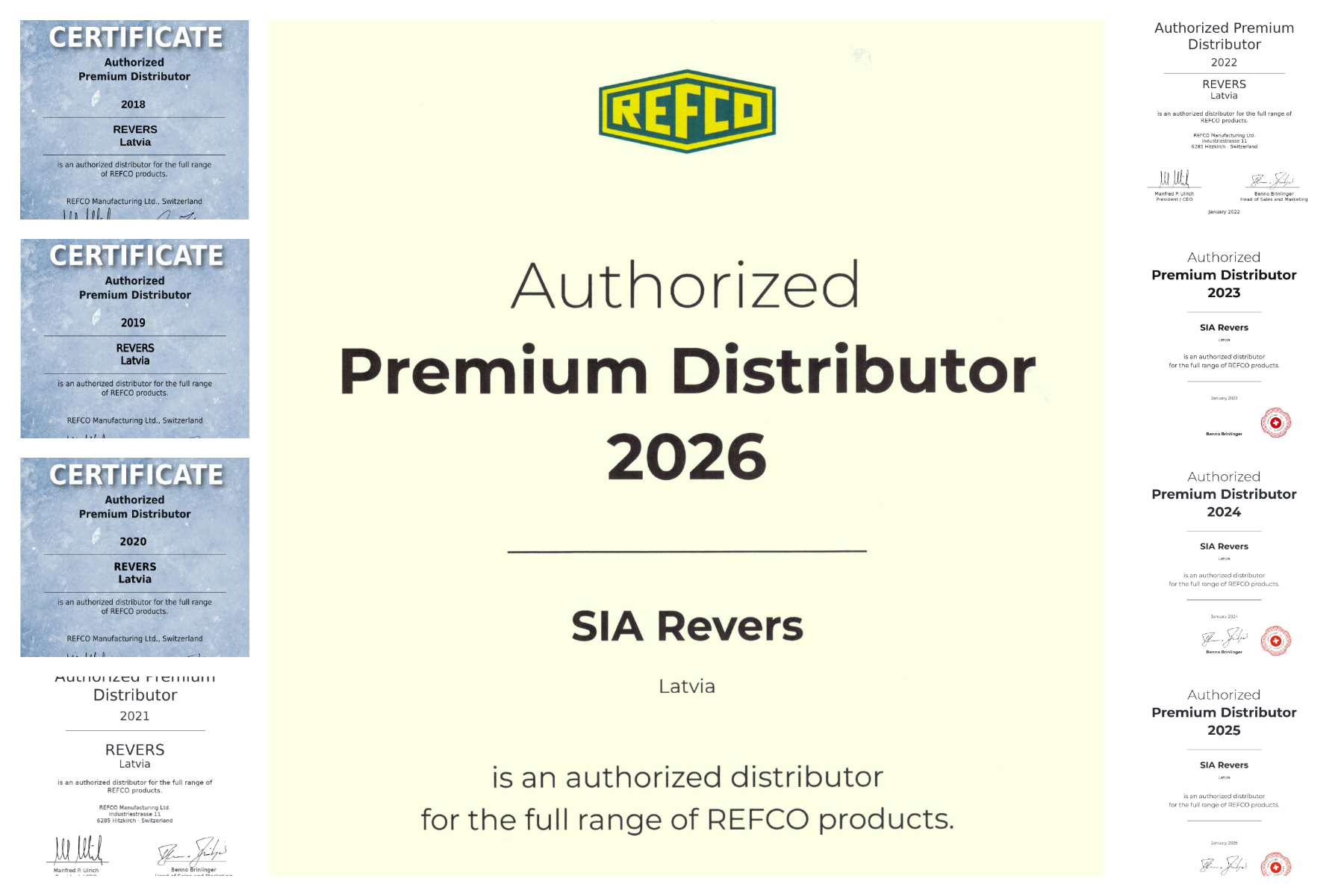 SIA FIRMA "REVERS" ir autorizētais REFCO MANUFACTURING premium izplatītājs